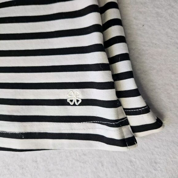 CLOVER By Bobby Jones Sz S Black & White Stripe Polo Womens Gold Button - Picture 7 of 8
